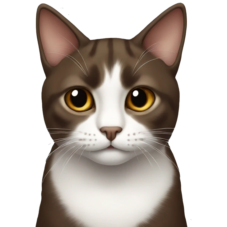 White, dark brown, and brown cat emoji