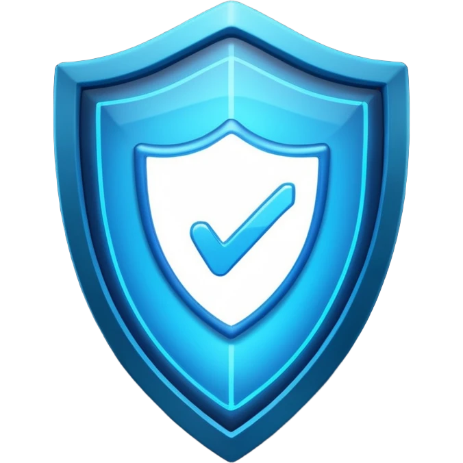 blue shield with neon check mark emoji