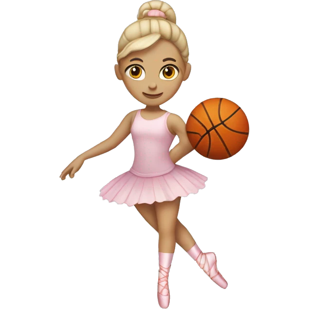 white skin ballerina with a basketball in her hands emoji