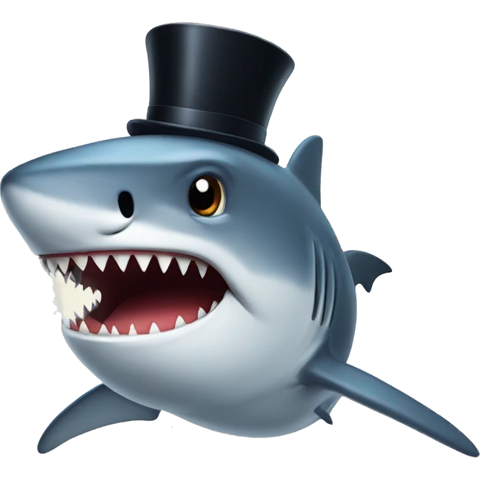 Shark with a top hat emoji