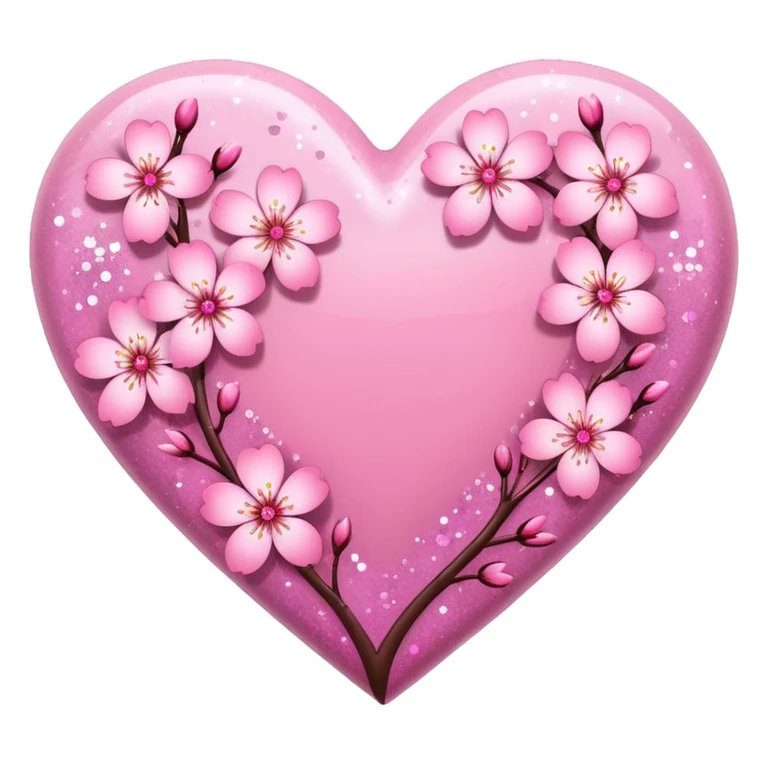 heart with sakura and glitter effect emoji