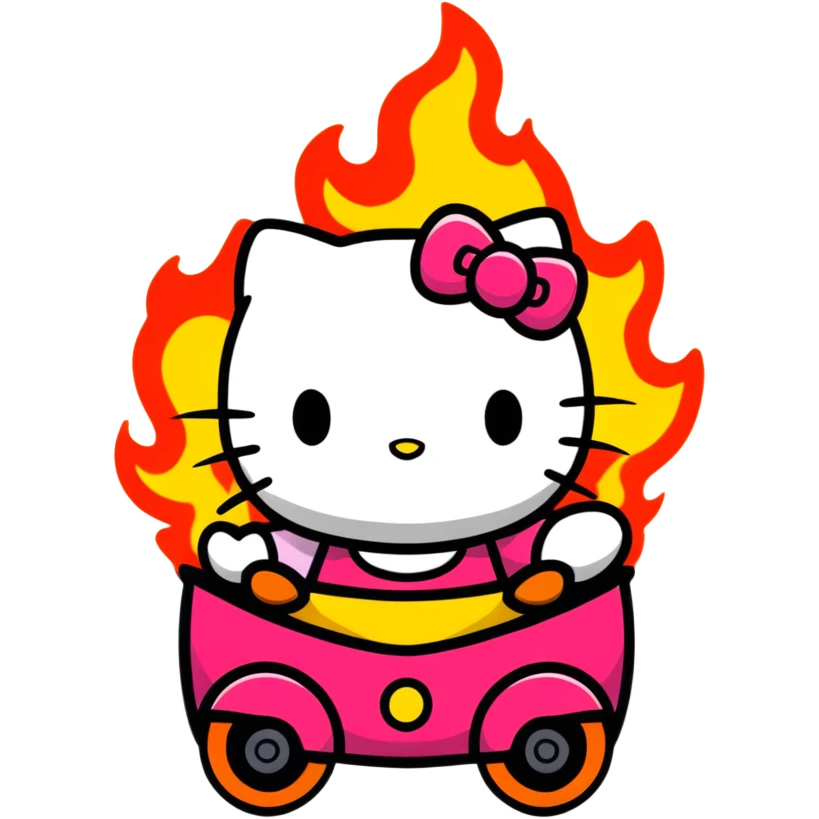 hello kitty with fire emoji