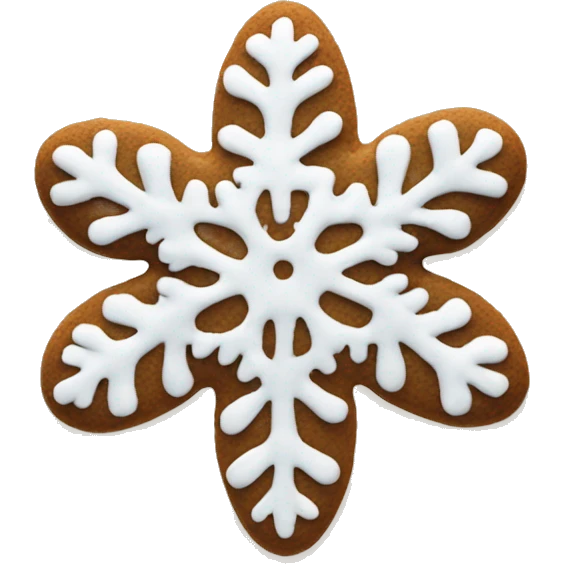Realistic Snowflake gingerbread cookie with white frosting  emoji