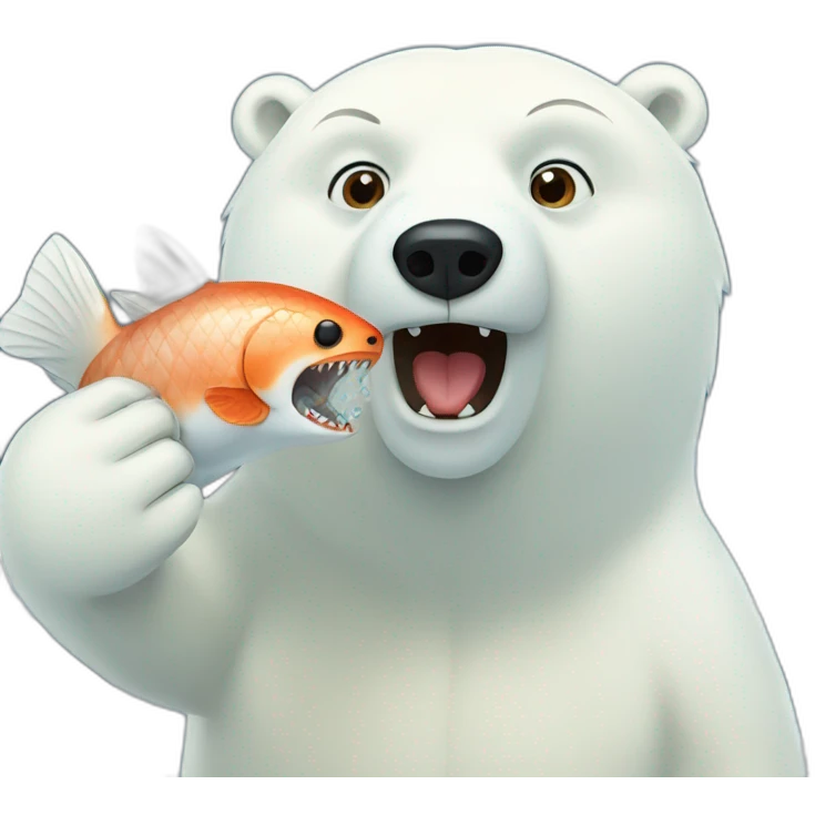 polar bear eats fish emoji