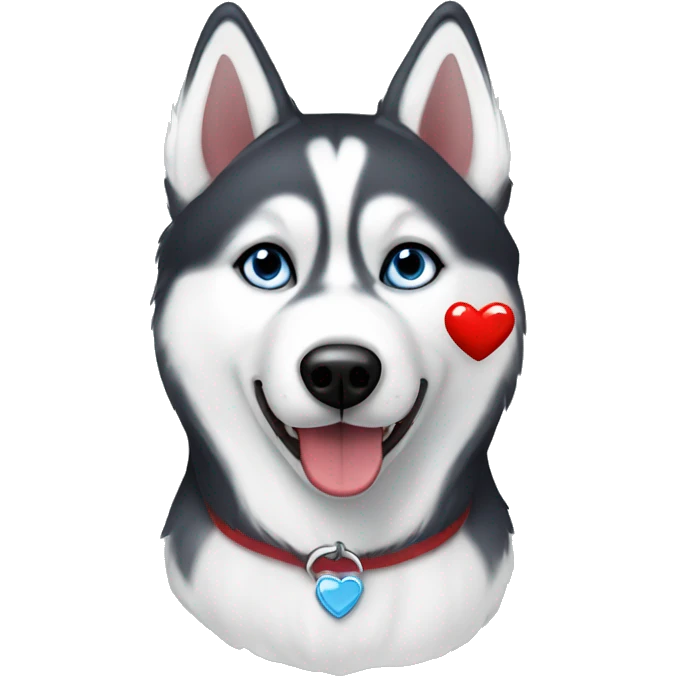 Siberian husky with a red heart  emoji