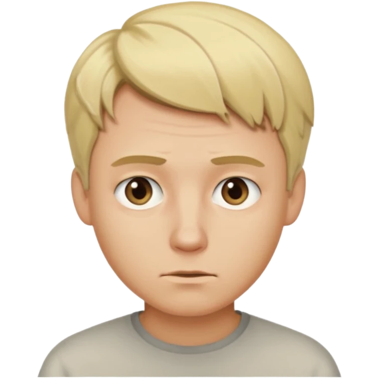 Blonde man with short flowy hair with a suspicious look emoji