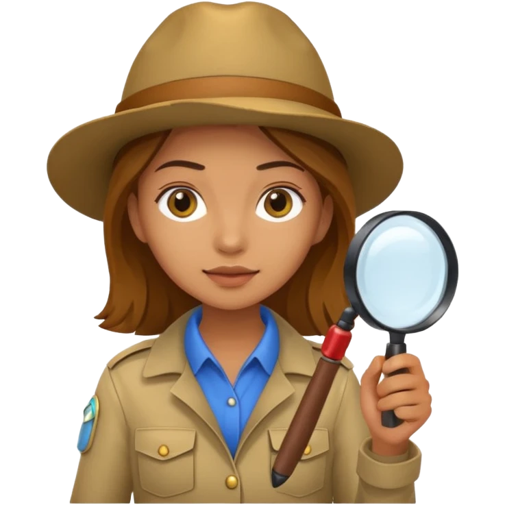 a young female explorer with magnifying glass emoji