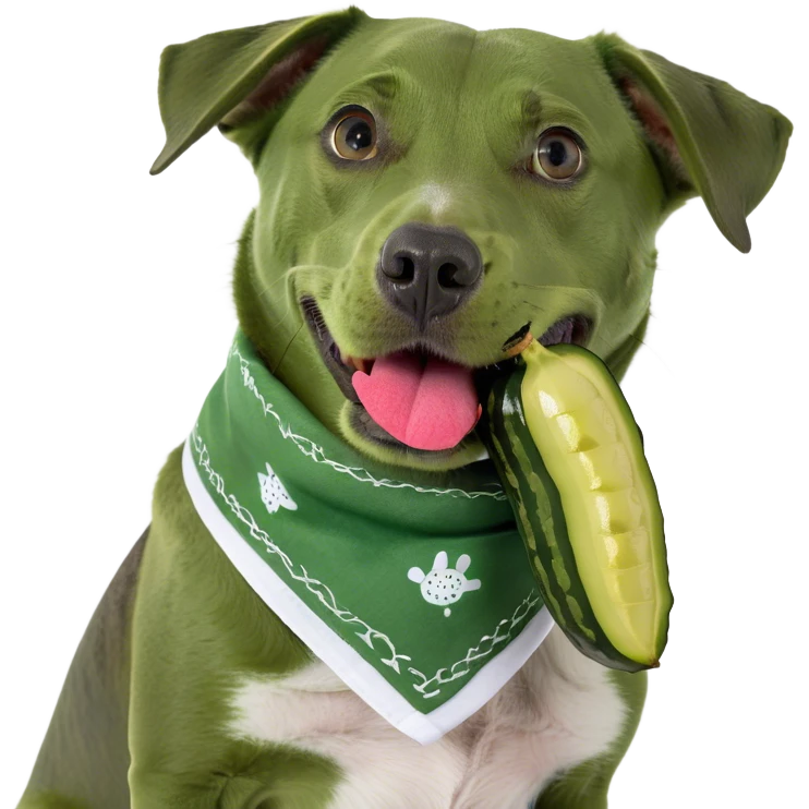 Dog with a pickle emoji
