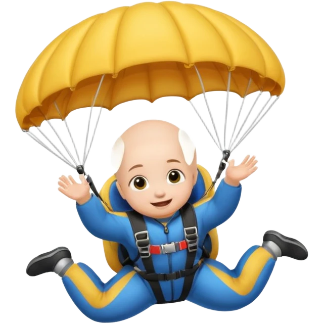 Skydiving baby with parachute and UFO emoji