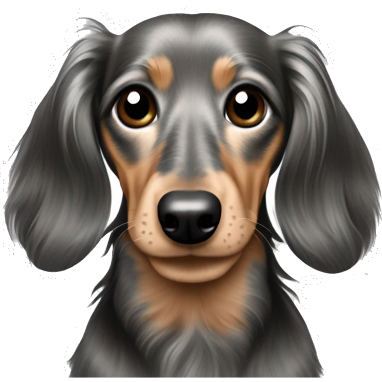 Long haired dapple dachshund, tan, gray & black emoji