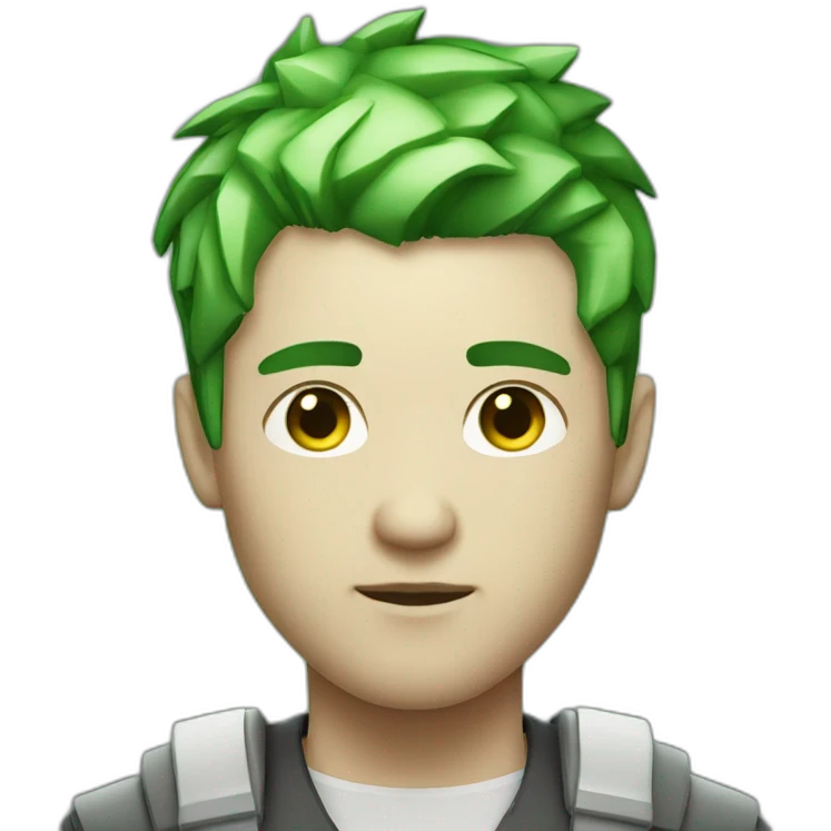 Cyberpunk White men with green gradient and short hair emoji