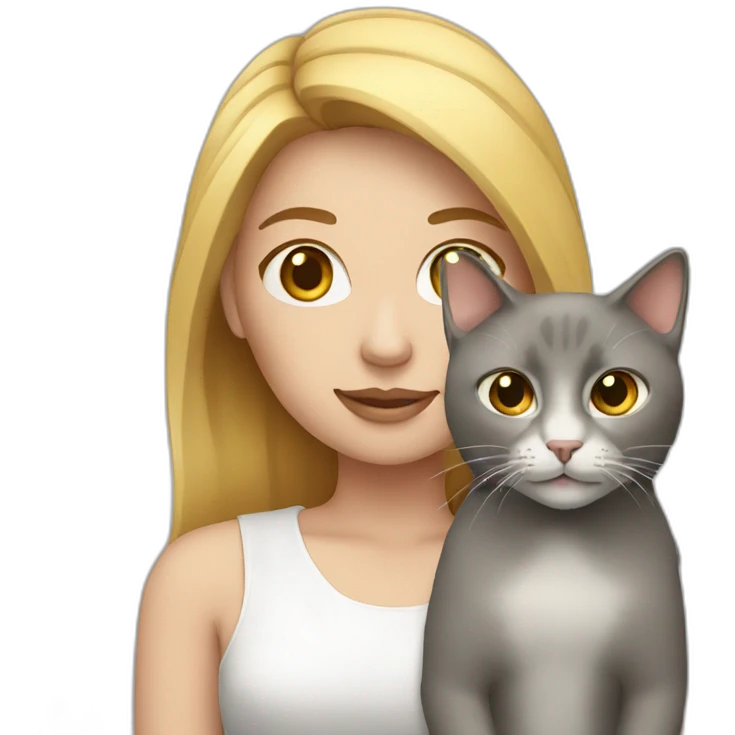 Woman with a cat, white skin emoji
