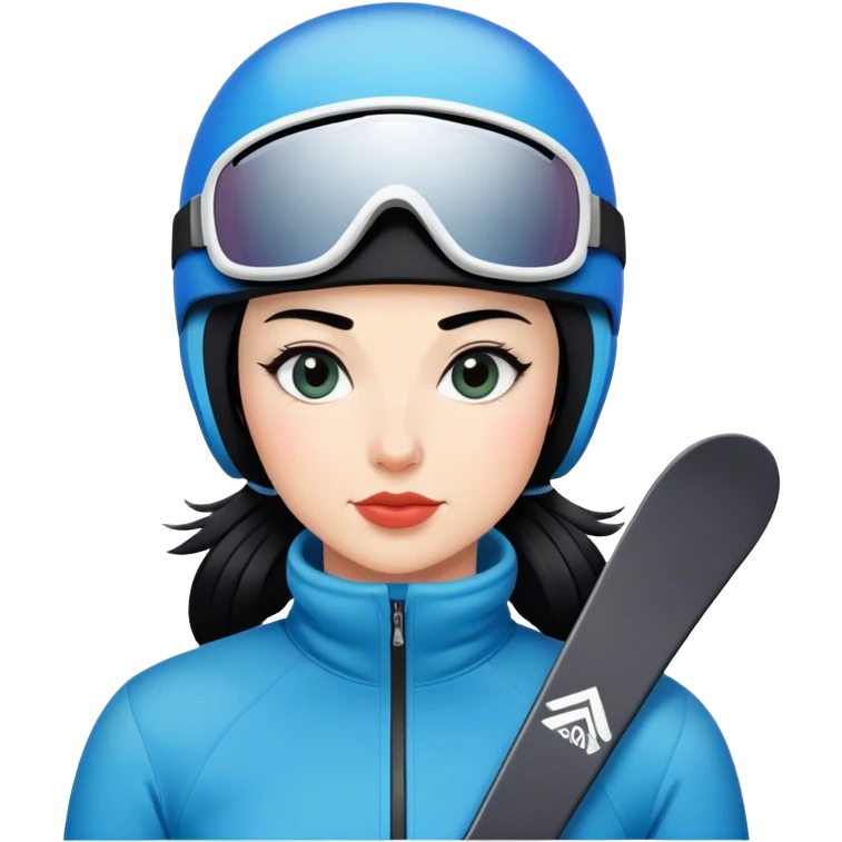 Ski woman downhill squad black hair  emoji