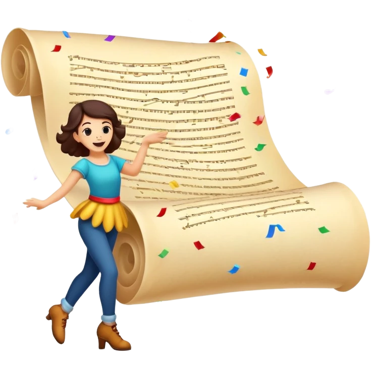 Giant horizontal scroll dancing with confetti emoji