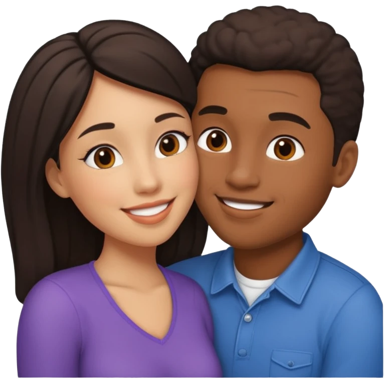 Interracial couple kissing  emoji