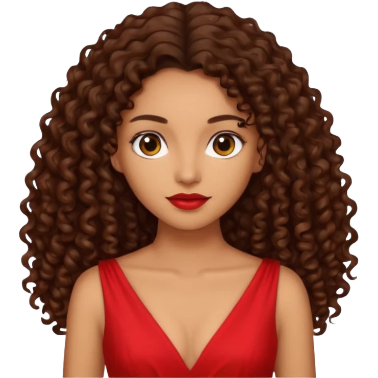 Woman light brown skin long dark curly hair emoji