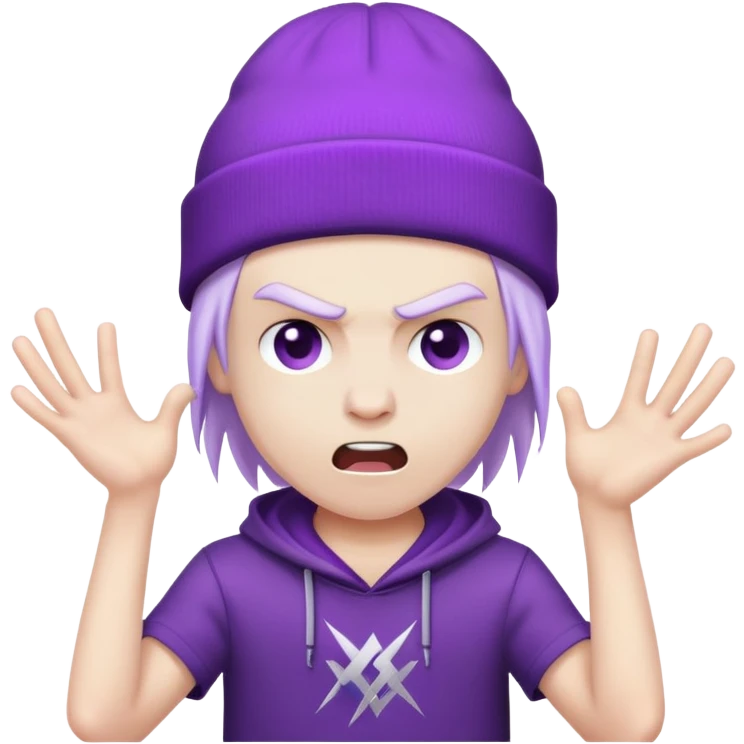 boy in purple beanie headbang to metal music emoji