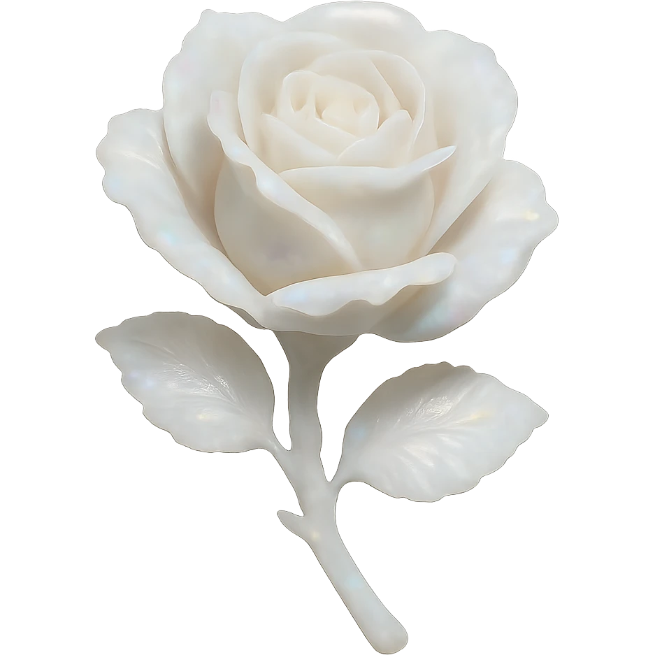 white Opal crystal rose flower, remove background emoji