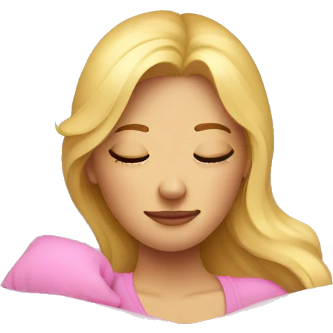 Sleeping blonde woman in pink bed  emoji