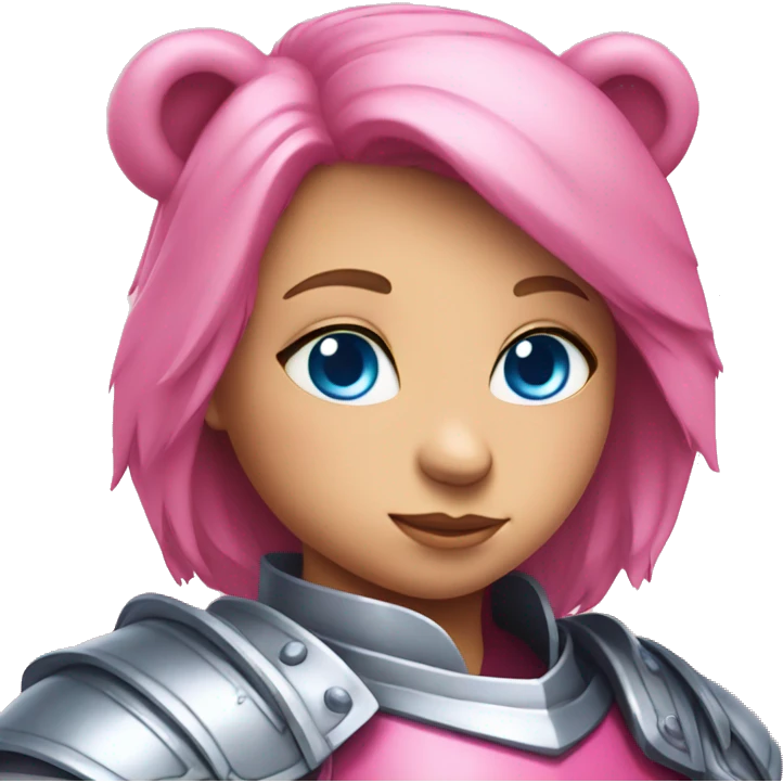 Blue eyed girl bear in pink armor  emoji