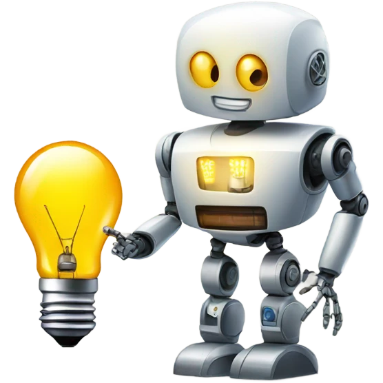 robot and a light bulb emoji