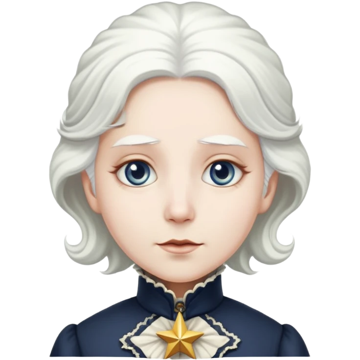 Victorian era character with pale white skin, white hair, and star-shaped eyes wearing historical Victorian clothing emoji