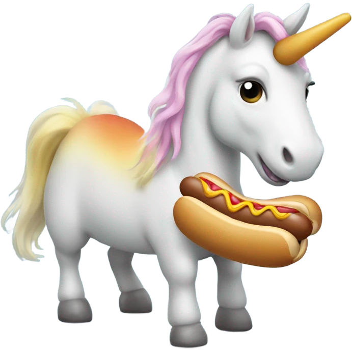 Unicorn eating a hot dog emoji