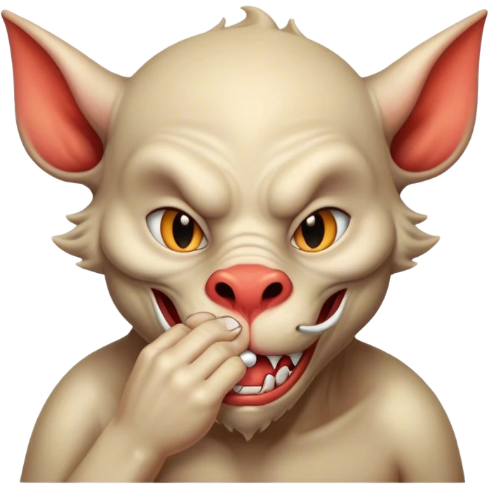 Devil wiping his lips emoji