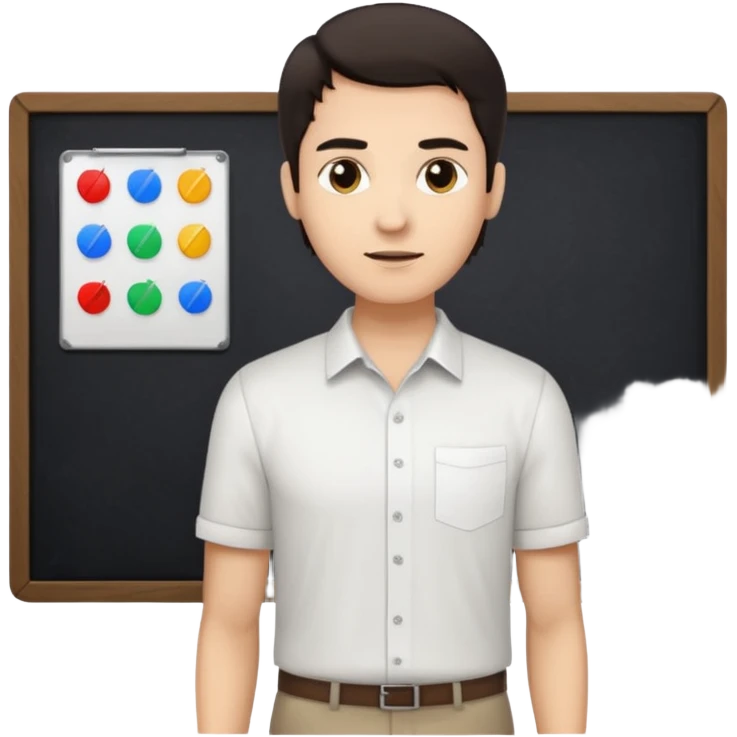 silhouette of a light-haired man standing next to a project board emoji