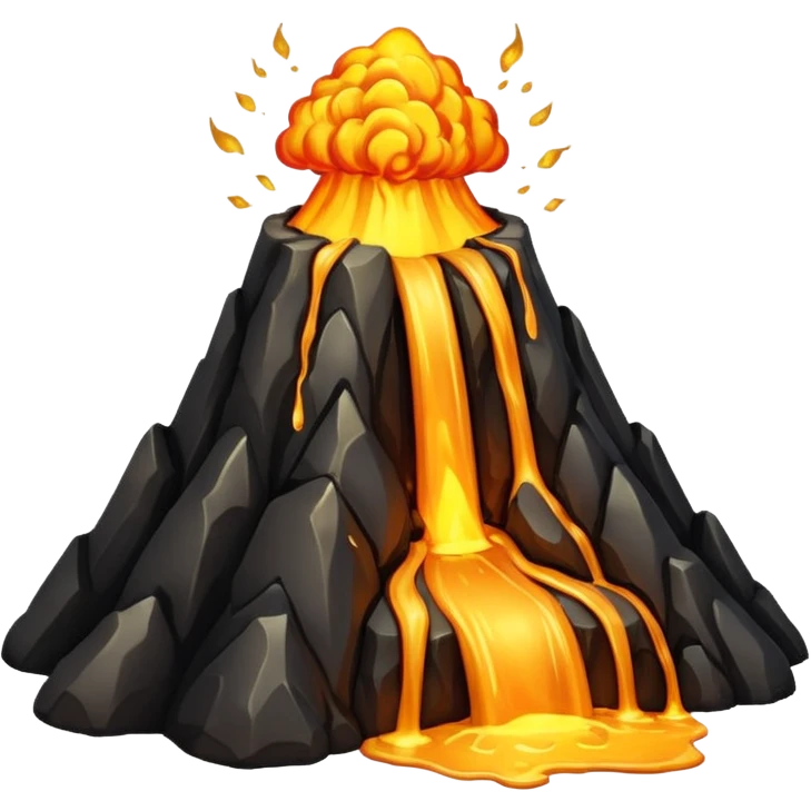 Volcano with gold lava emoji
