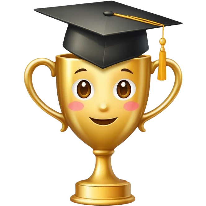 A banner with a graduate cup emoji