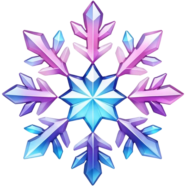 Gradient iridescent Pastel Pink violet blue white crystal gemstone snowflake  emoji