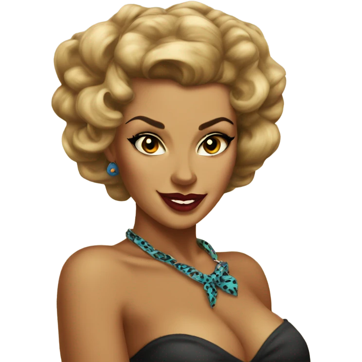 Tanned woman pin up leopard  emoji