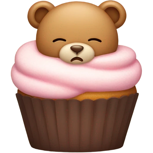Sleeping teddy bear with cupcake on its head emoji