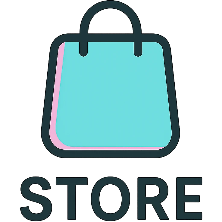 modern simple store logo with pastel TikTok logo colors, transparent background emoji