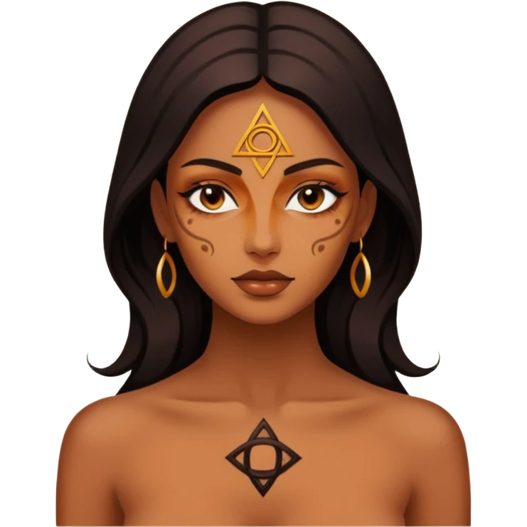 Dark oil traced over woman’s skin forming occult symbols, sensual devotion emoji