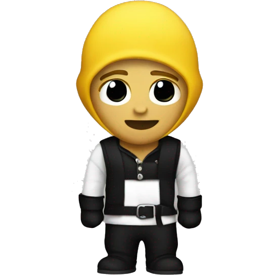A yellow skin guy in a black and white robber outfit emoji
