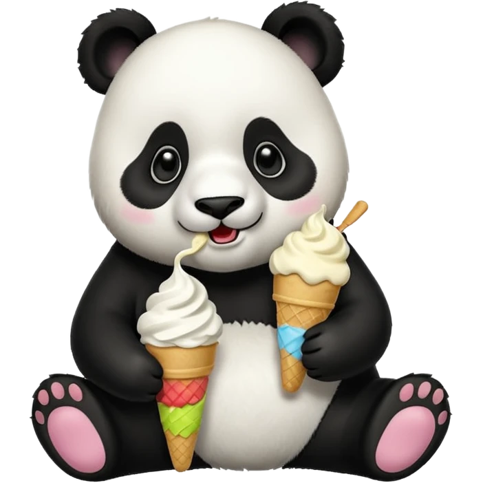 Panda eating ice cream emoji
