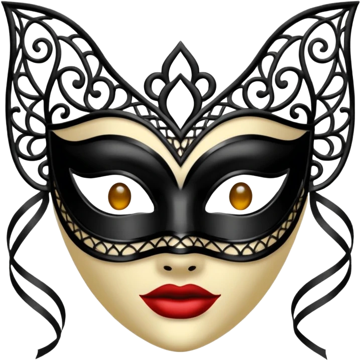 Un masque de balle masqué en dentelle noir emoji