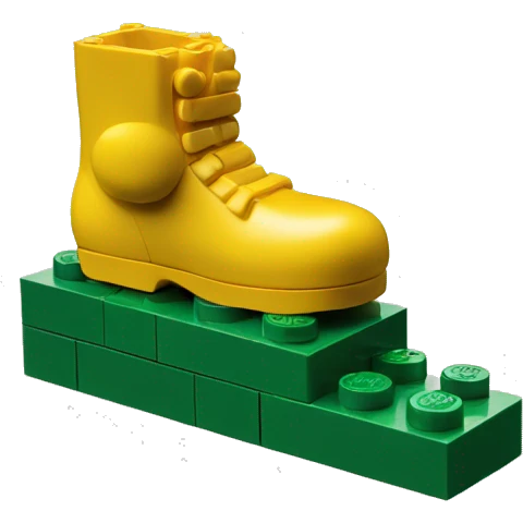 a foot above a lego brick emoji