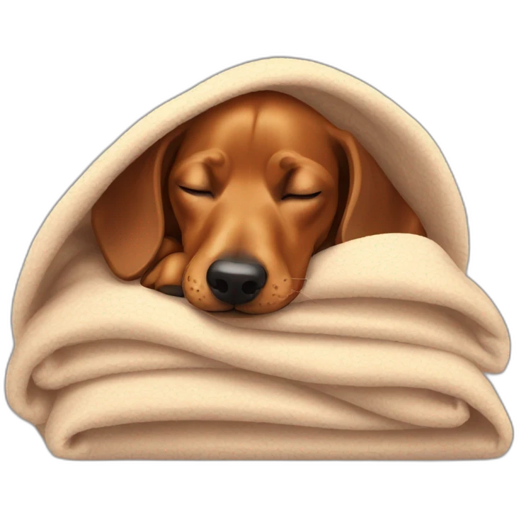 Teckel dog sleeping in a blankey emoji