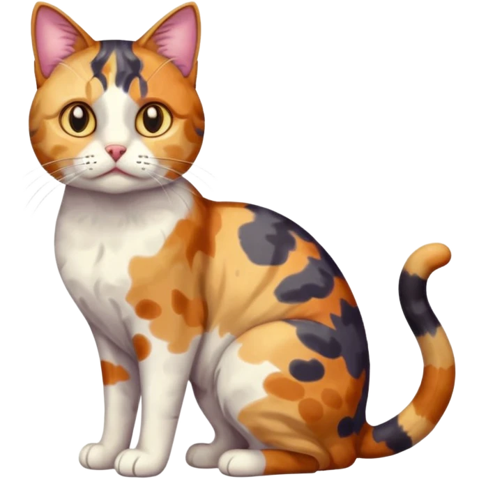 full body anxious looking colourful patchy calico tabby cat emoji