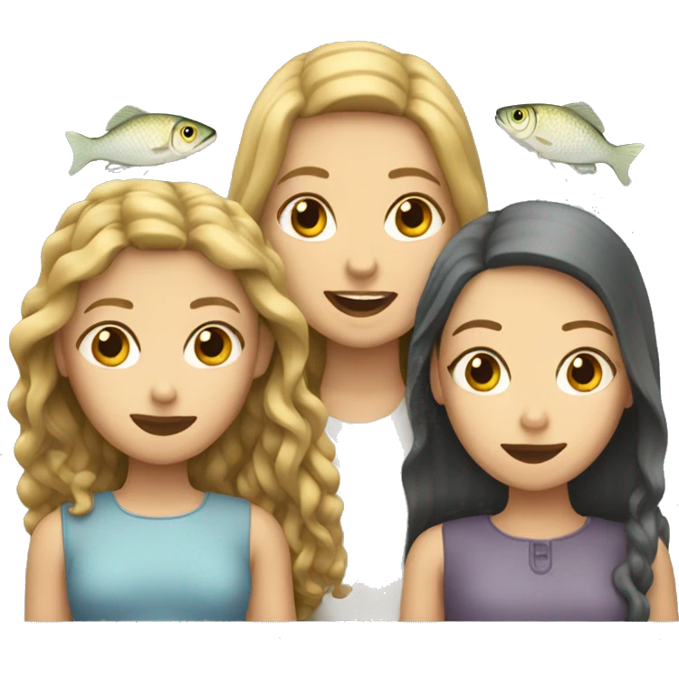 Three white girls with fish emoji