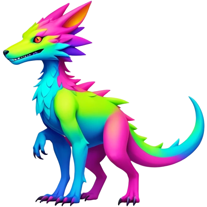 modern colorful neon-colored Fakémon-Sergal-creature (full body) emoji