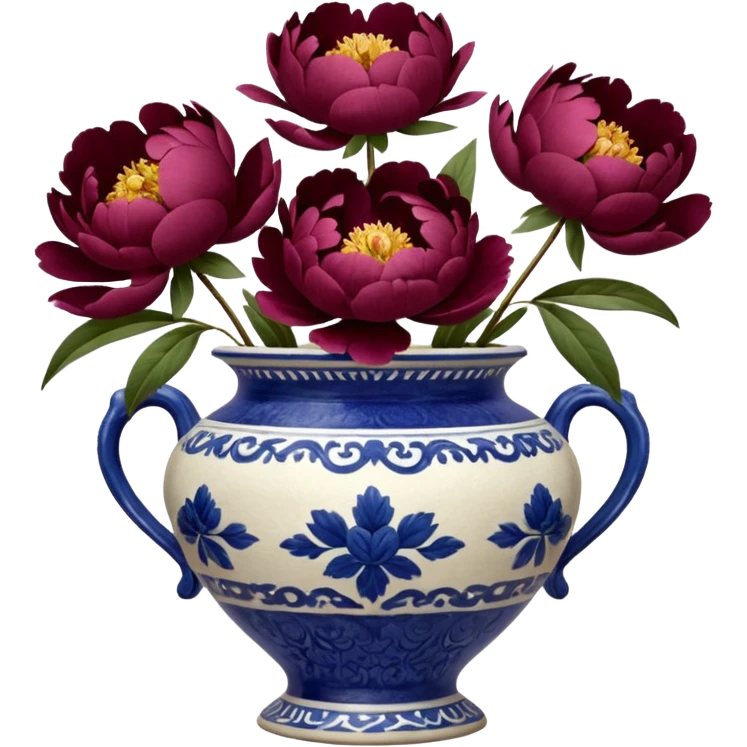 burgundy peonies in a vintage vase emoji