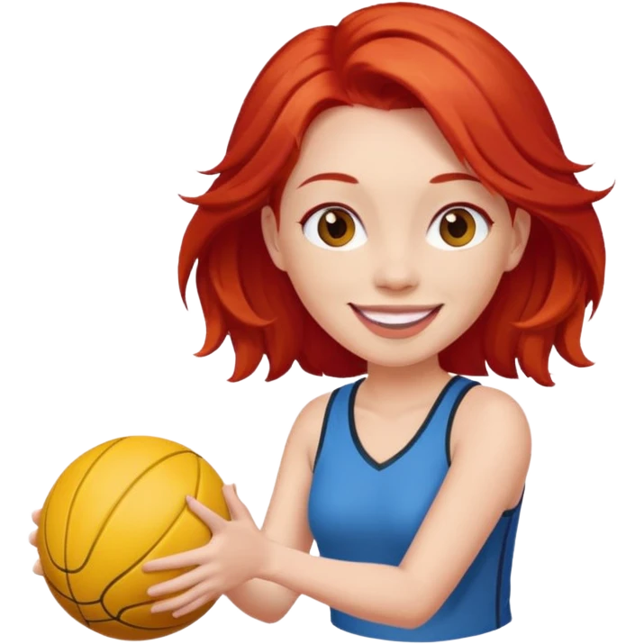 woman who play ball with red hair emoji