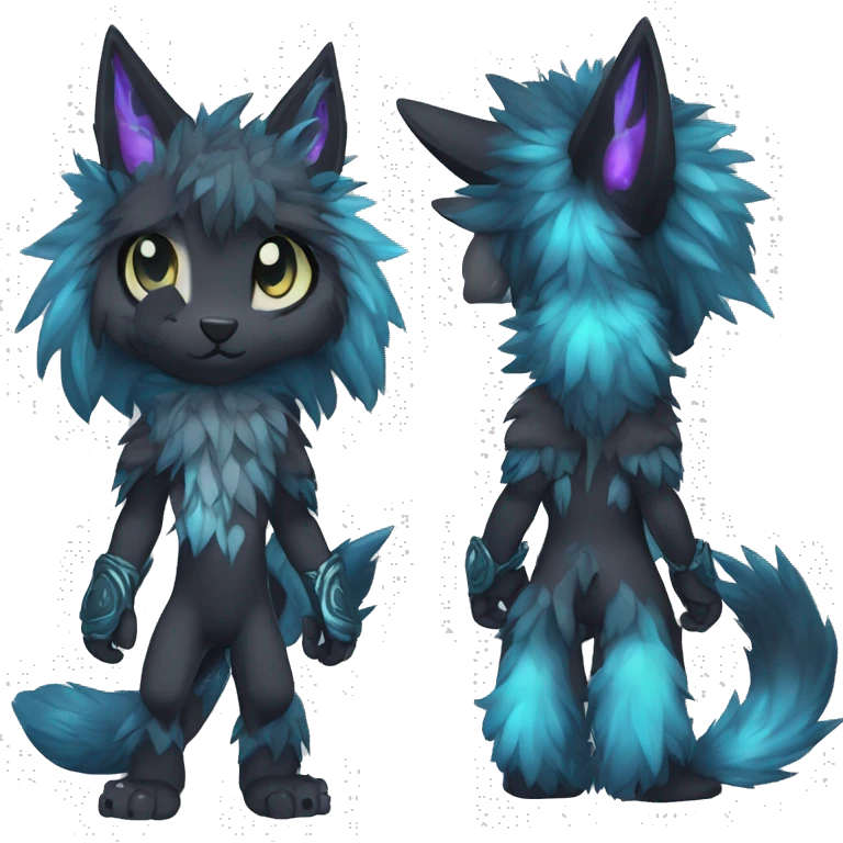 Anthro-Edgy-Cool-Dark-Contrast-Colors-Fantasy-Fur-Sona-Chibi-Shiny-Fakémon-Hybrid full body emoji