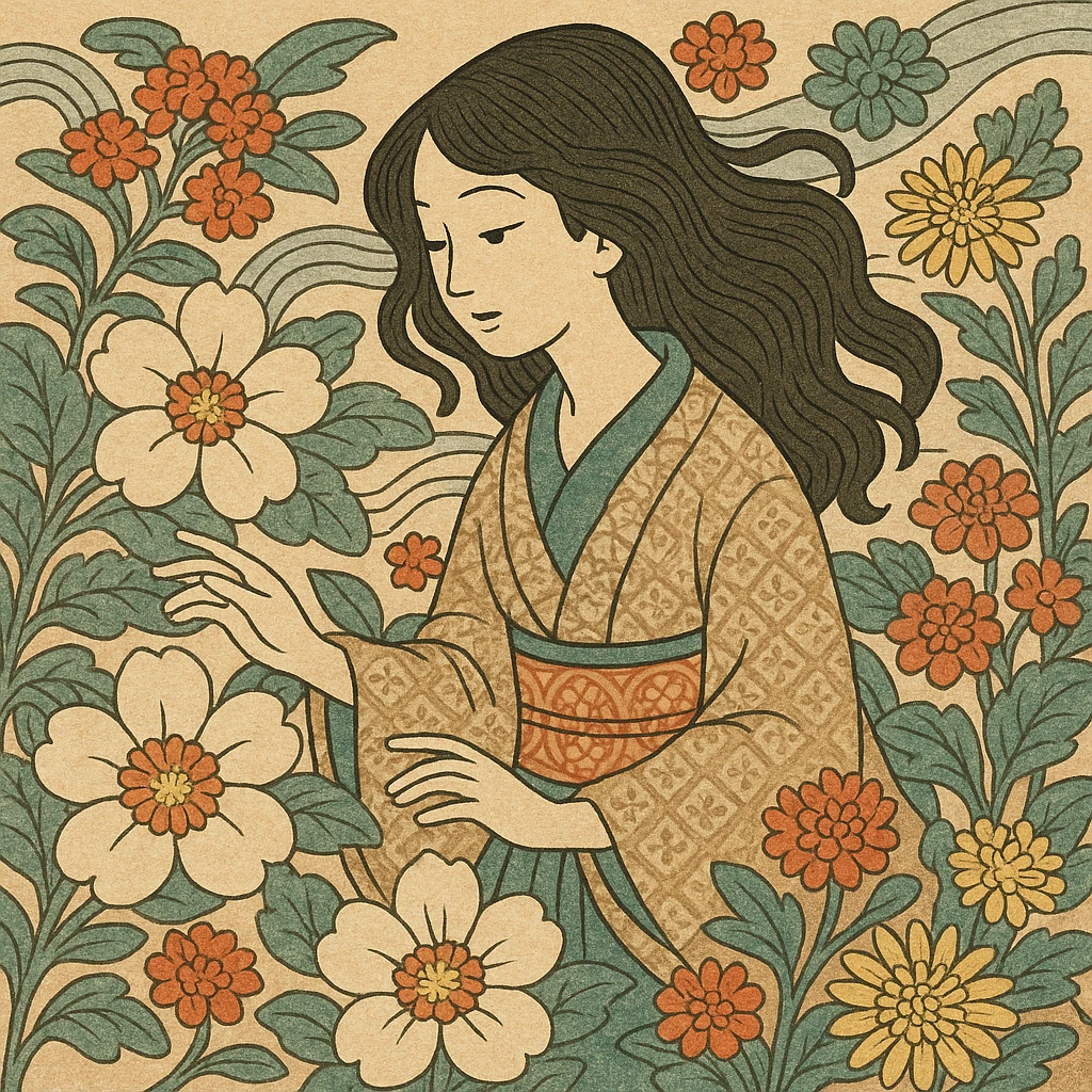 traditional Japanese floral fantasy in ukiyo-e style emoji
