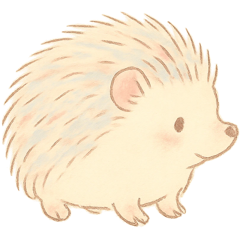 tiny pastel hedgehog outline, Japanese hand-drawn soft style, full object emoji