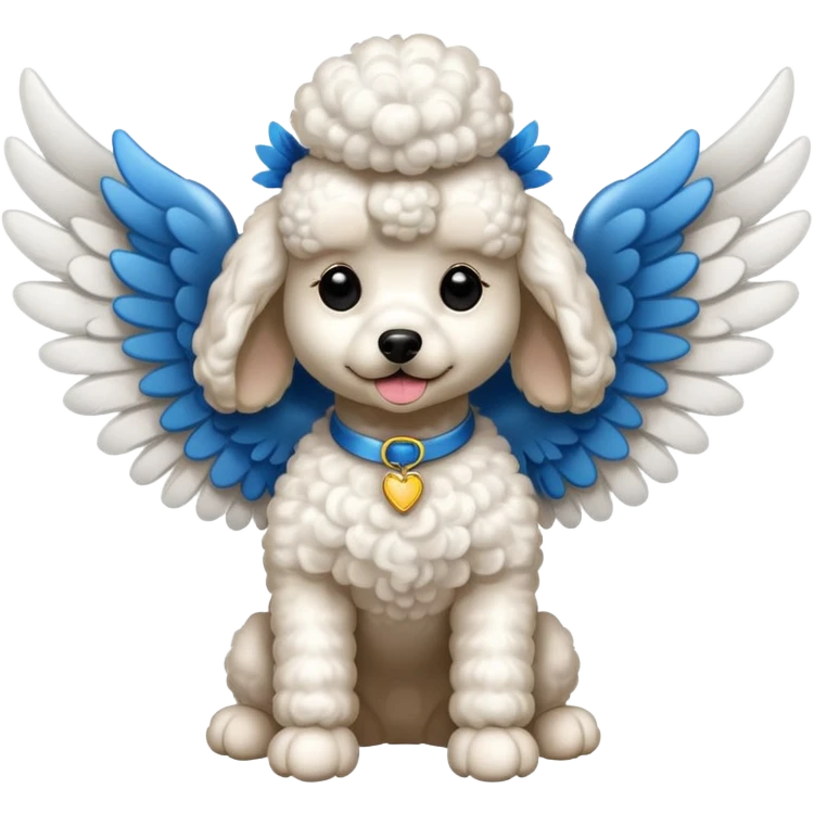 Perro french poodle mini blanco con Alas emoji